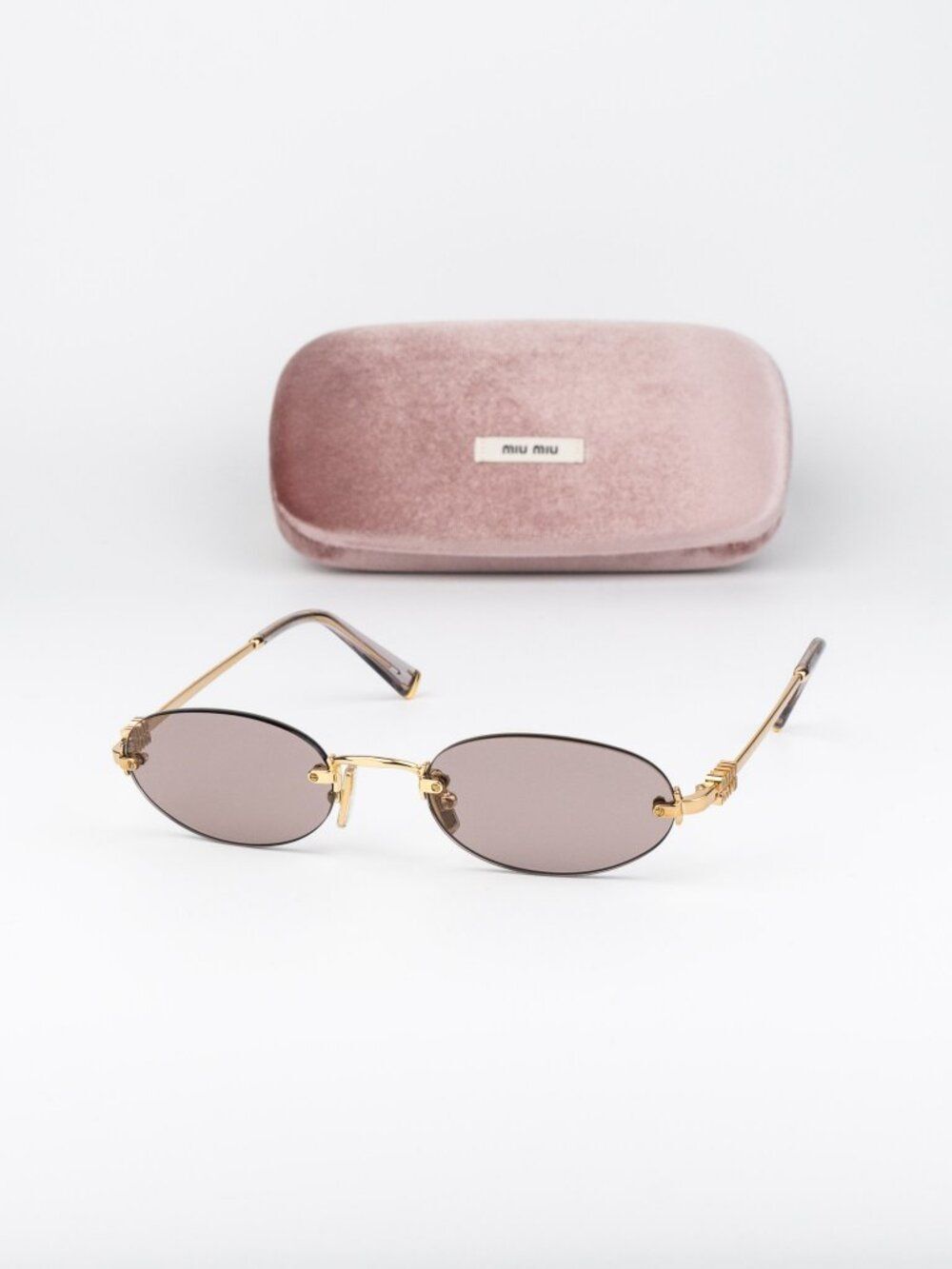 Miu Miu Women Sunglasses Gold Purple Brown Oval MUA54S 5AK20I NEW AUTHENTIC